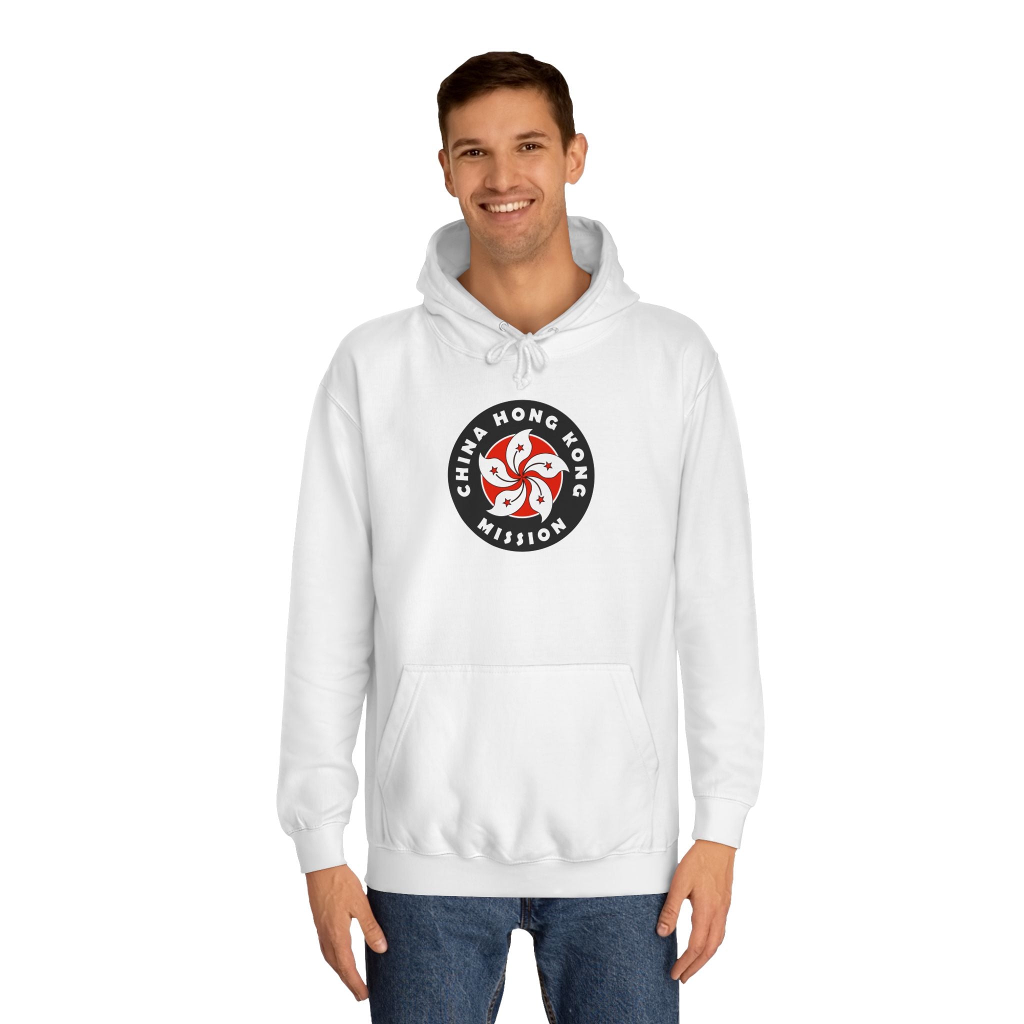 China Hong Kong Mission Flag Logo (Black Border) College Hoodie - Latter-Day Saint LDS Missionary Gift - Book of Mormon