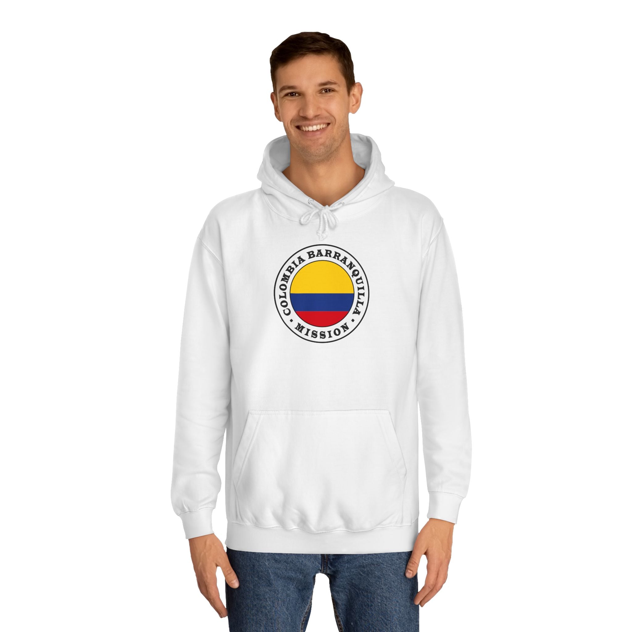 Colombia Barranquilla Mission Flag Logo (White Border) College Hoodie - Latter-Day Saint LDS Missionary Gift - Book of Mormon