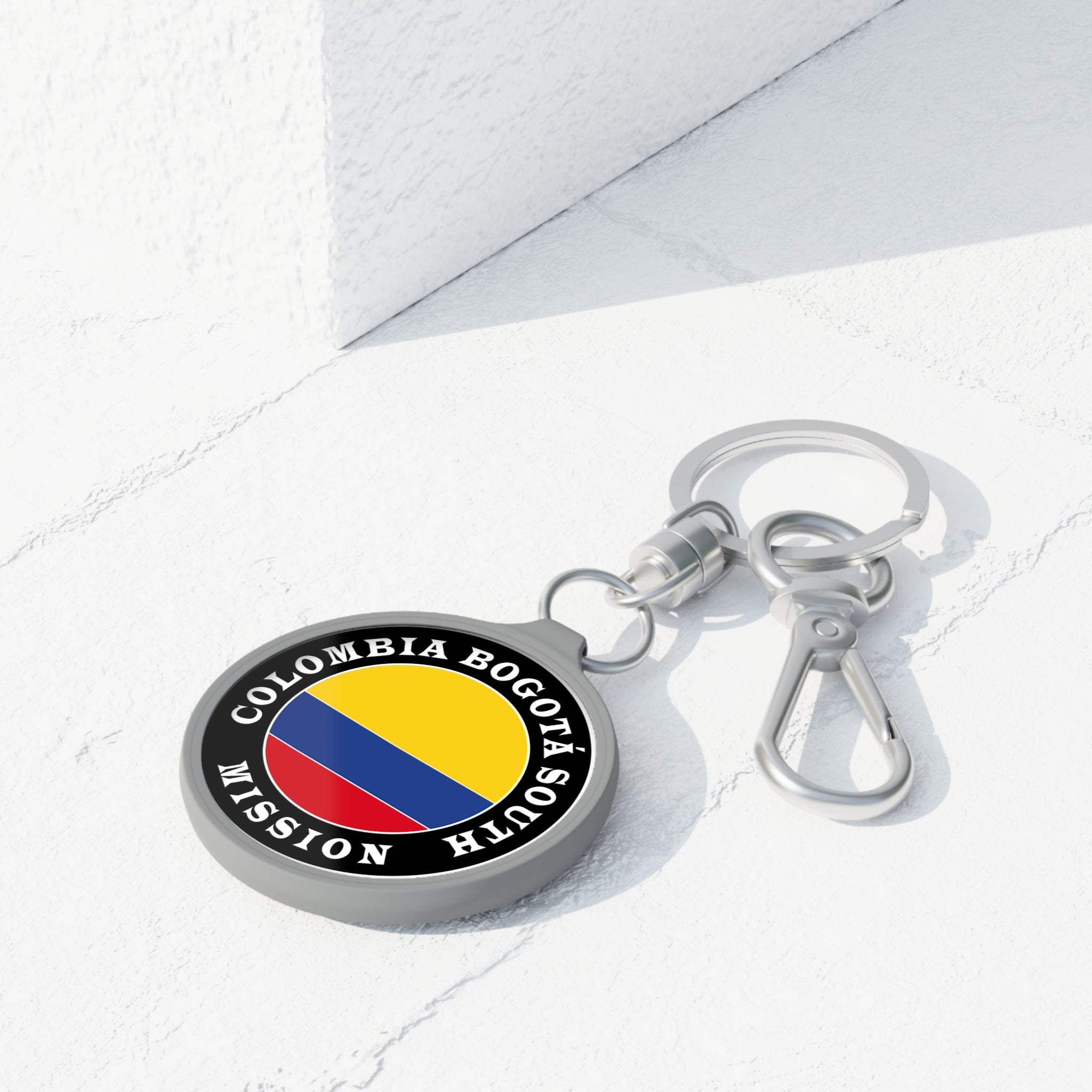 Colombia Bogota South Mission Circle Flag Key Tag - Latter-Day Saint LDS Missionary Gift - Book of Mormon