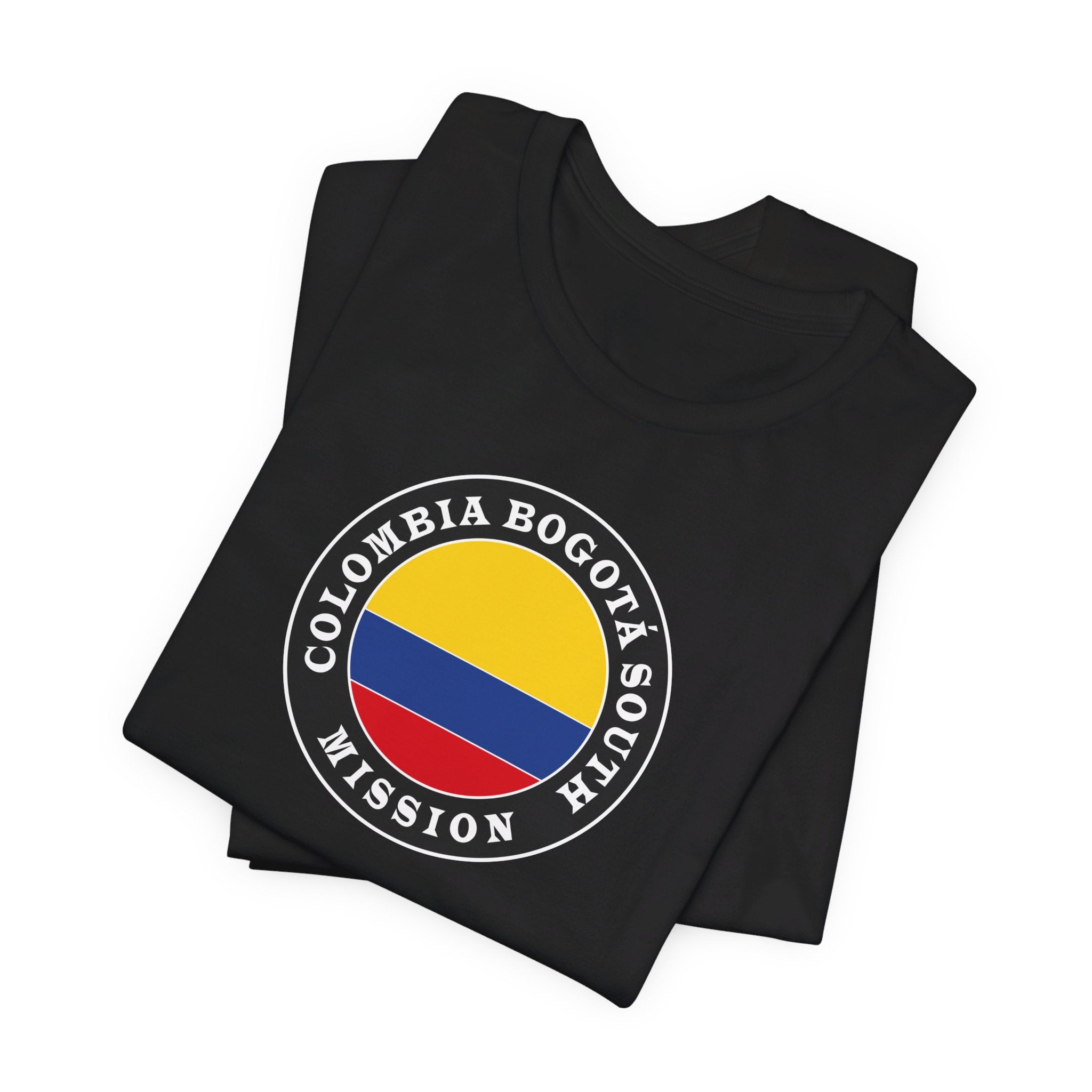 Colombia Bogota South Mission Circular Flag T-shirt - Latter-Day Saint LDS Missionary Gift - Book of Mormon