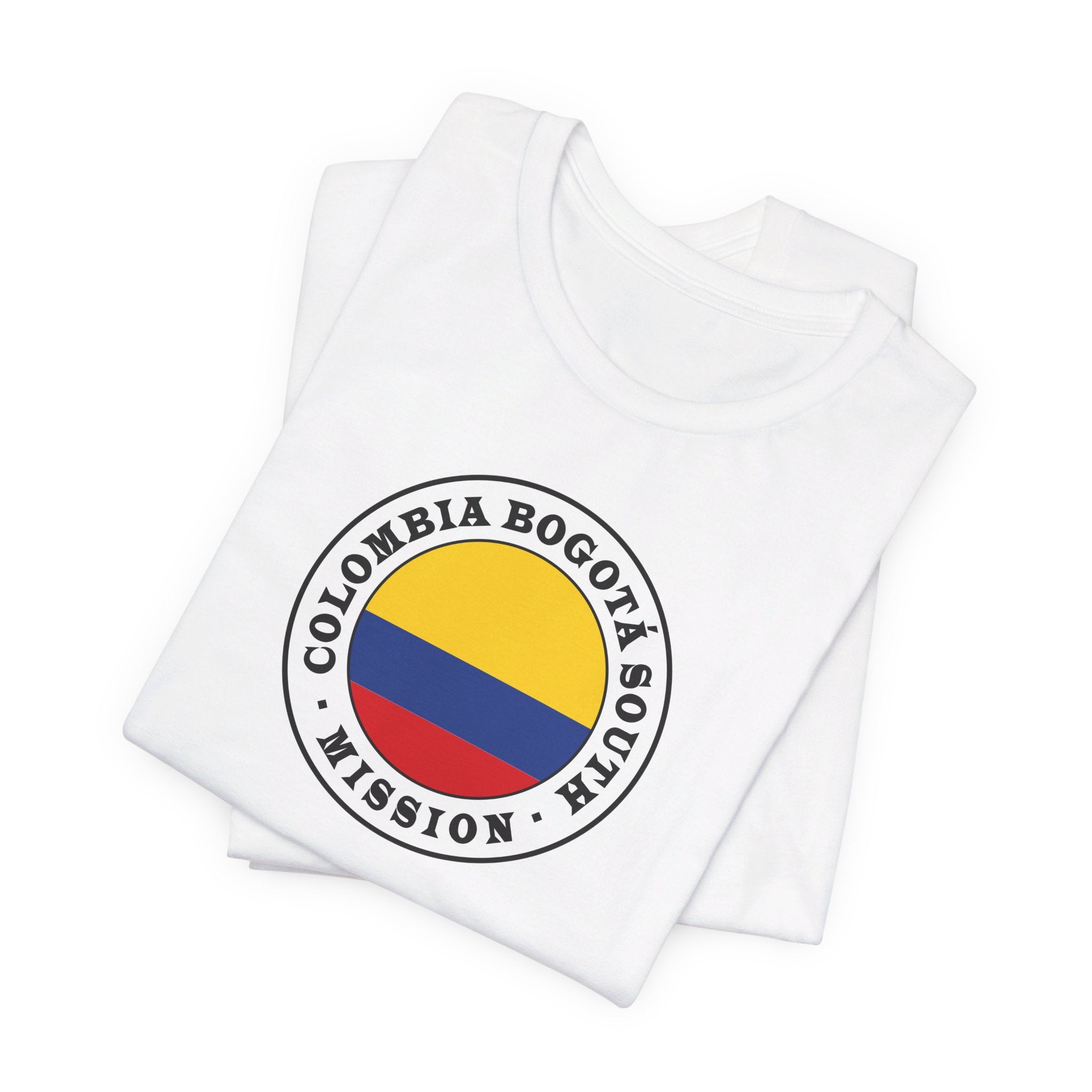 Colombia Bogota South Mission Circular Flag T-shirt - Latter-Day Saint LDS Missionary Gift - Book of Mormon