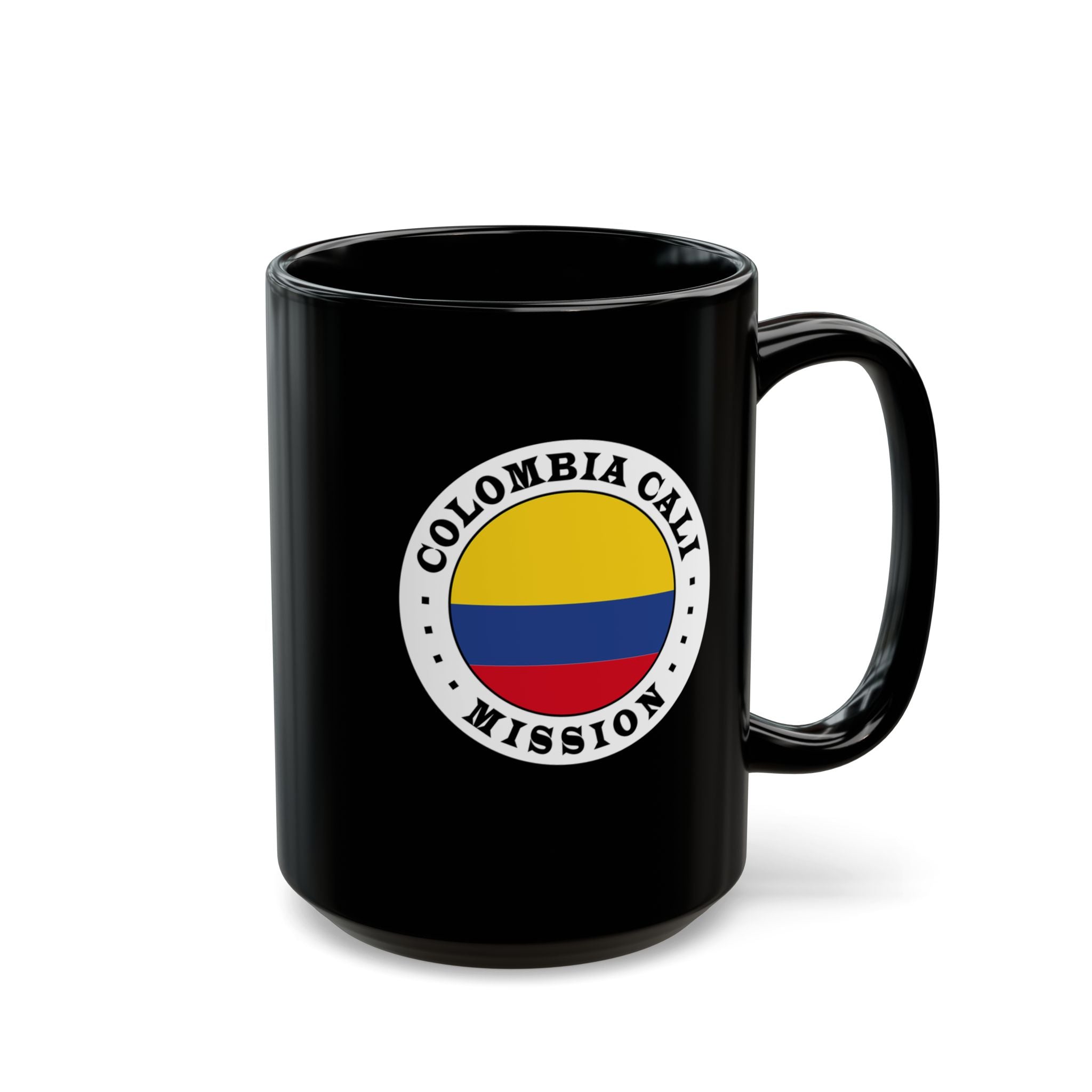 Colombia Cali Mission Circular Flag Black Ceramic Mug - Latter-Day Saint LDS Missionary Gift - Book of Mormon