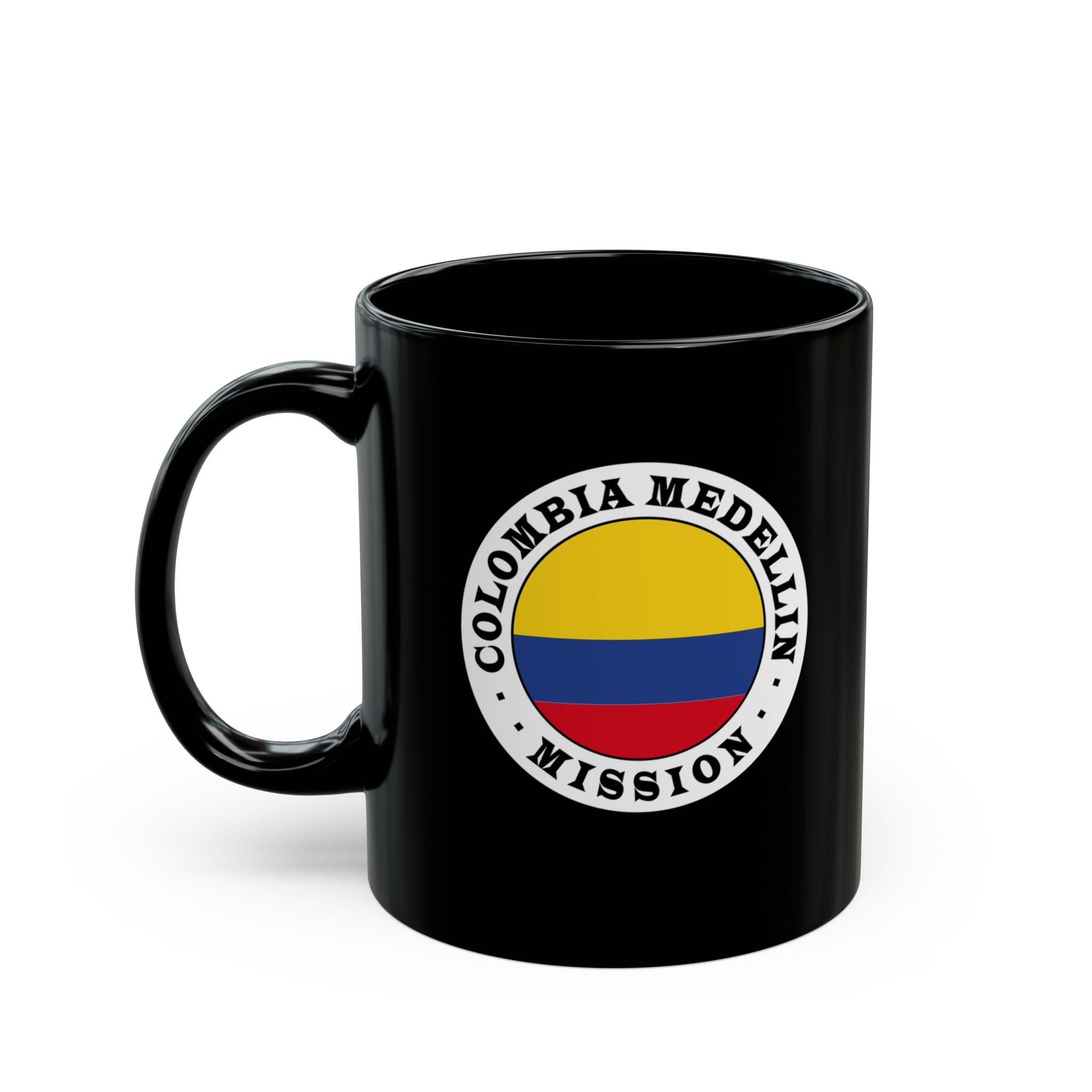 Colombia Medellin Mission Circular Flag Black Ceramic Mug - Latter-Day Saint LDS Missionary Gift - Book of Mormon