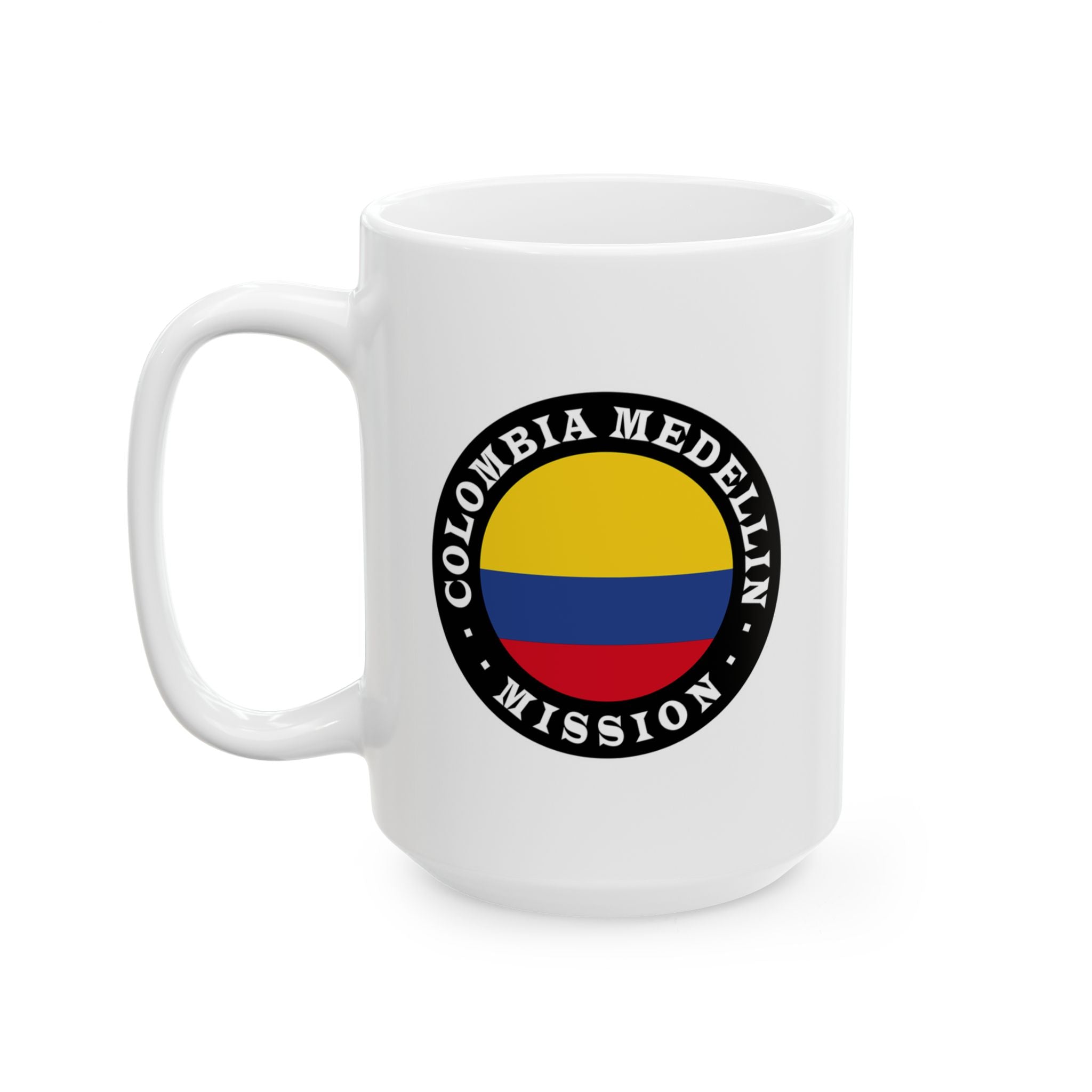 Colombia Medellin Mission Circular Flag White Ceramic Mug - Latter-Day Saint LDS Missionary Gift - Book of Mormon