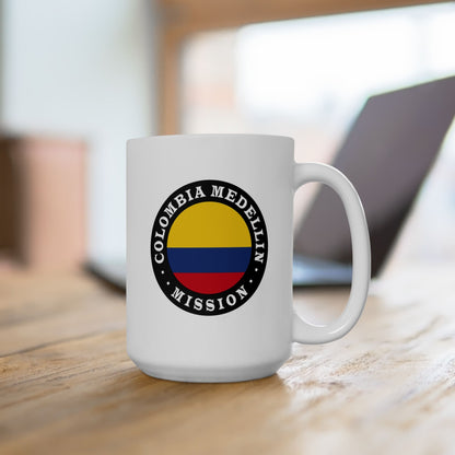 Colombia Medellin Mission Circular Flag White Ceramic Mug - Latter-Day Saint LDS Missionary Gift - Book of Mormon