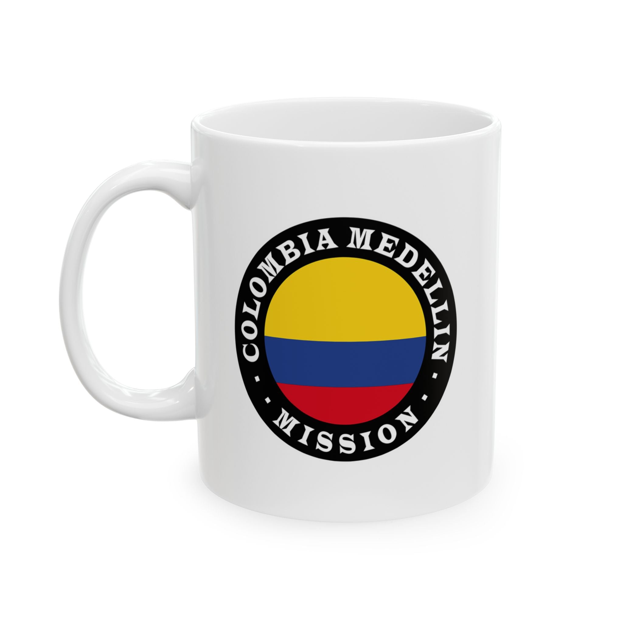 Colombia Medellin Mission Circular Flag White Ceramic Mug - Latter-Day Saint LDS Missionary Gift - Book of Mormon