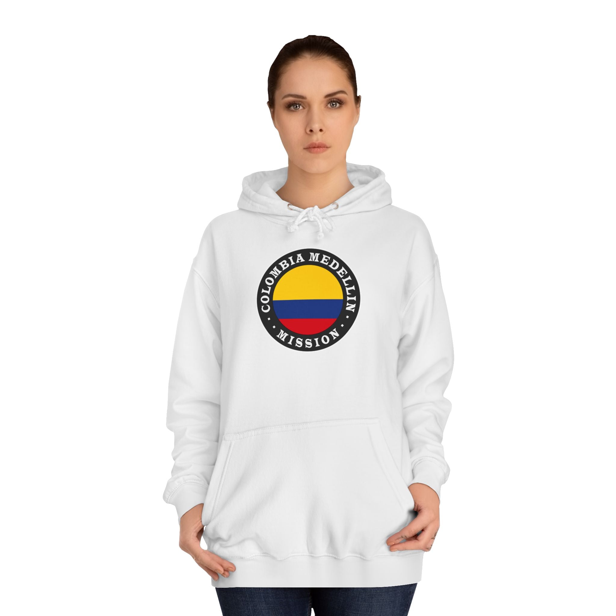 Colombia Medellin Mission Flag Logo (Black Border) College Hoodie - Latter-Day Saint LDS Missionary Gift - Book of Mormon