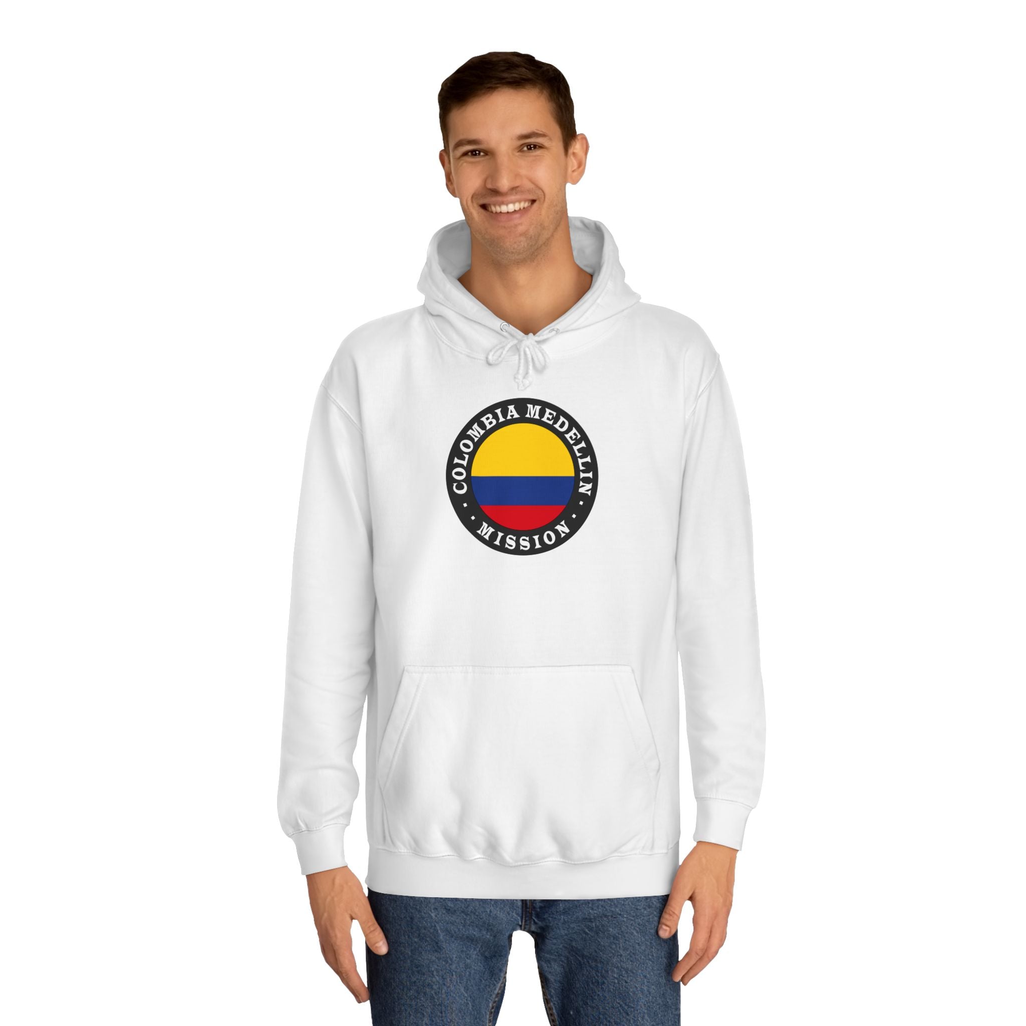 Colombia Medellin Mission Flag Logo (Black Border) College Hoodie - Latter-Day Saint LDS Missionary Gift - Book of Mormon