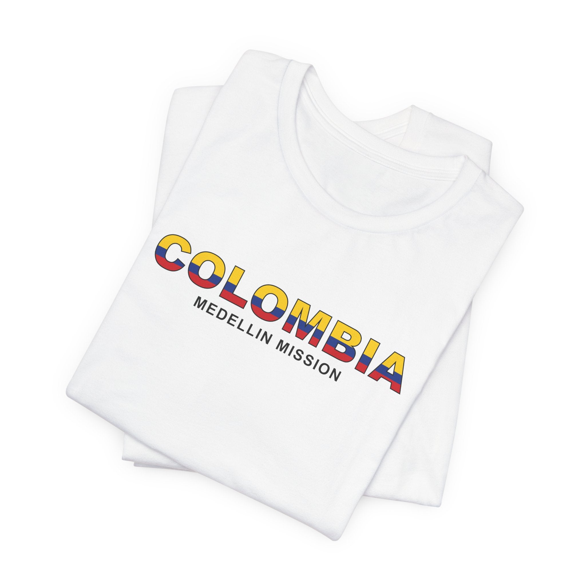 Colombia Medellin Mission Flag Title T-shirt - Latter-Day Saint LDS Missionary Gift - Book of Mormon