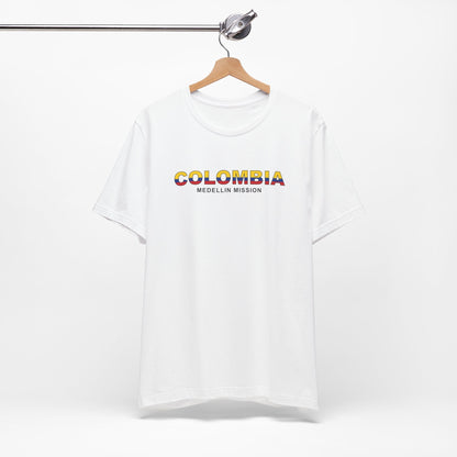 Colombia Medellin Mission Flag Title T-shirt - Latter-Day Saint LDS Missionary Gift - Book of Mormon