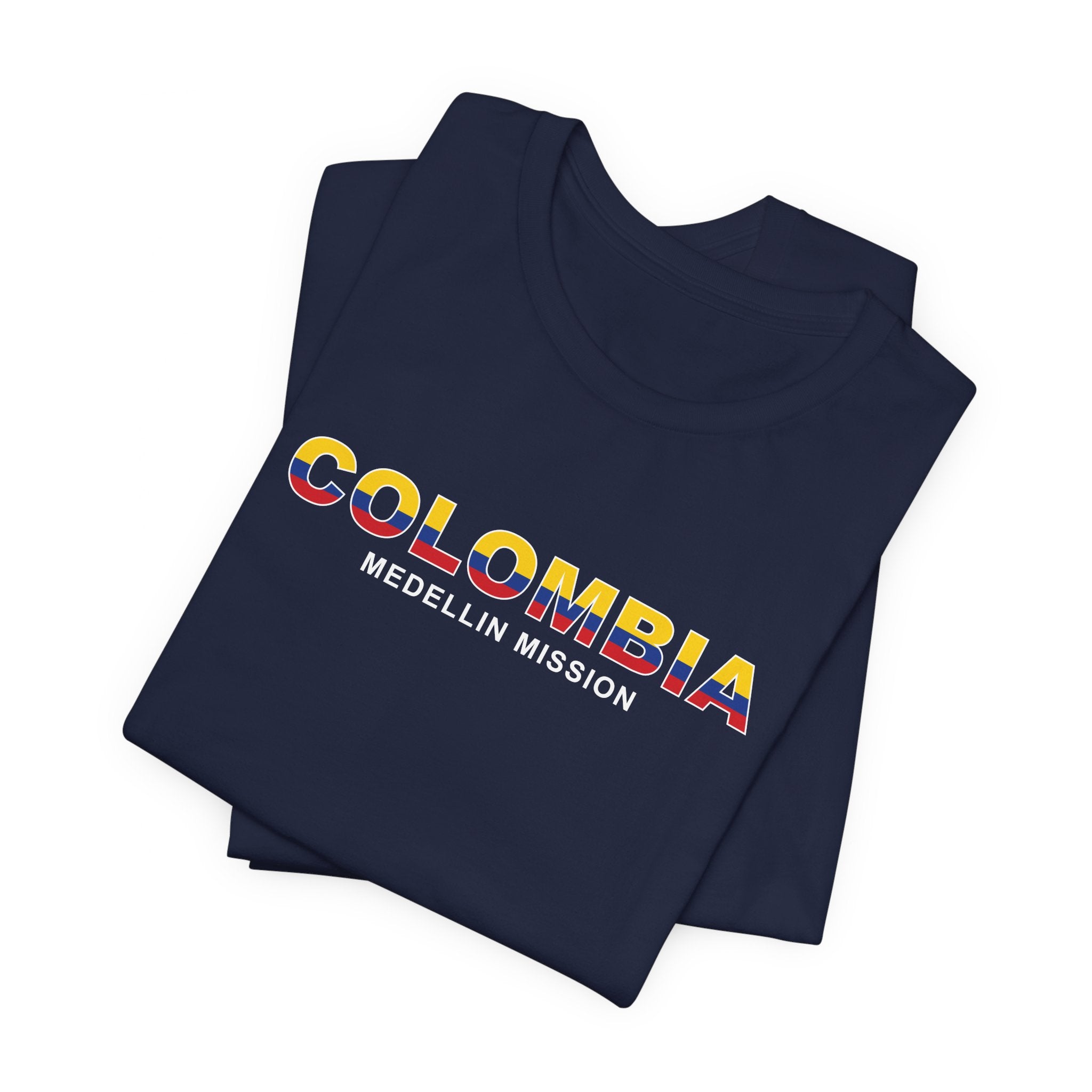 Colombia Medellin Mission Flag Title T-shirt - Latter-Day Saint LDS Missionary Gift - Book of Mormon