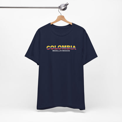 Colombia Medellin Mission Flag Title T-shirt - Latter-Day Saint LDS Missionary Gift - Book of Mormon