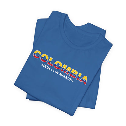 Colombia Medellin Mission Flag Title T-shirt - Latter-Day Saint LDS Missionary Gift - Book of Mormon