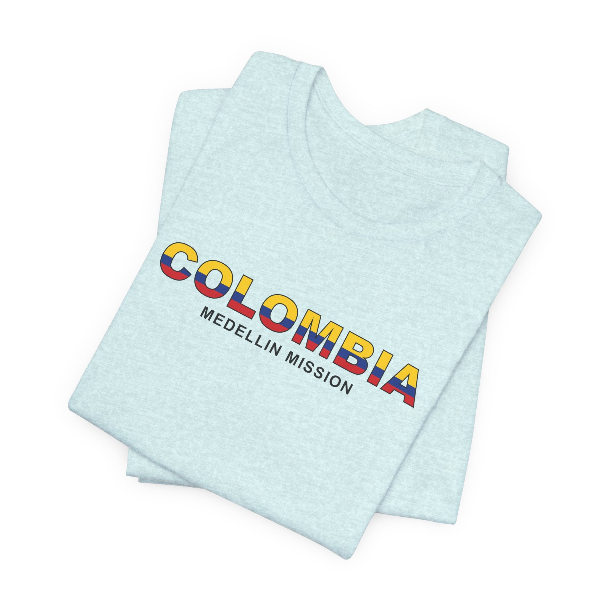 Colombia Medellin Mission Flag Title T-shirt - Latter-Day Saint LDS Missionary Gift - Book of Mormon