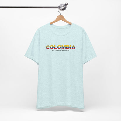 Colombia Medellin Mission Flag Title T-shirt - Latter-Day Saint LDS Missionary Gift - Book of Mormon