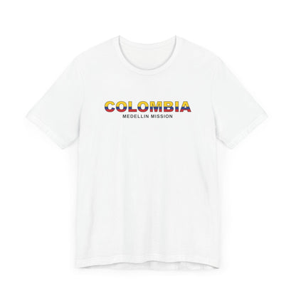 Colombia Medellin Mission Flag Title T-shirt - Latter-Day Saint LDS Missionary Gift - Book of Mormon