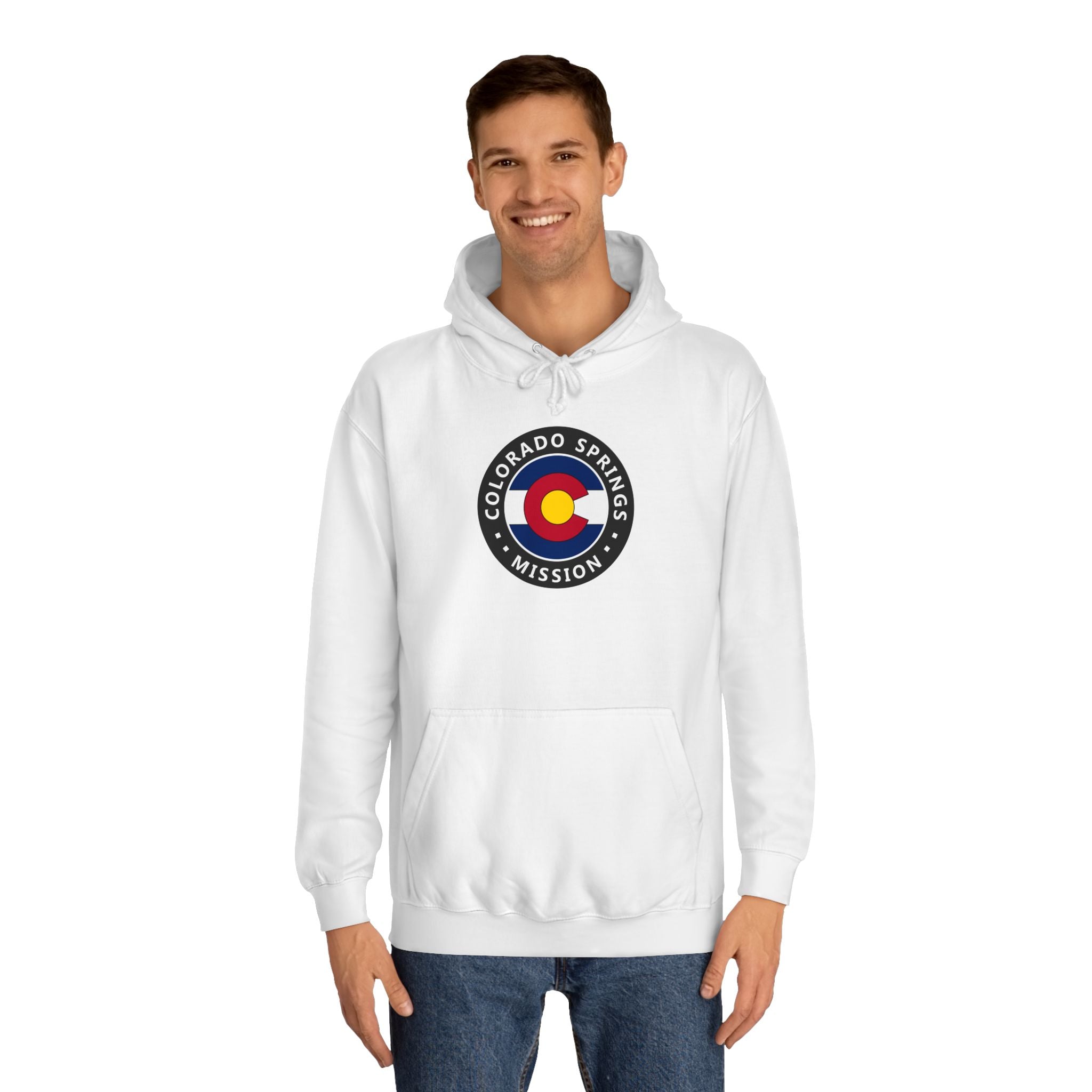 Colorado Colorado Springs Mission State Flag Logo (Black Border) College Hoodie