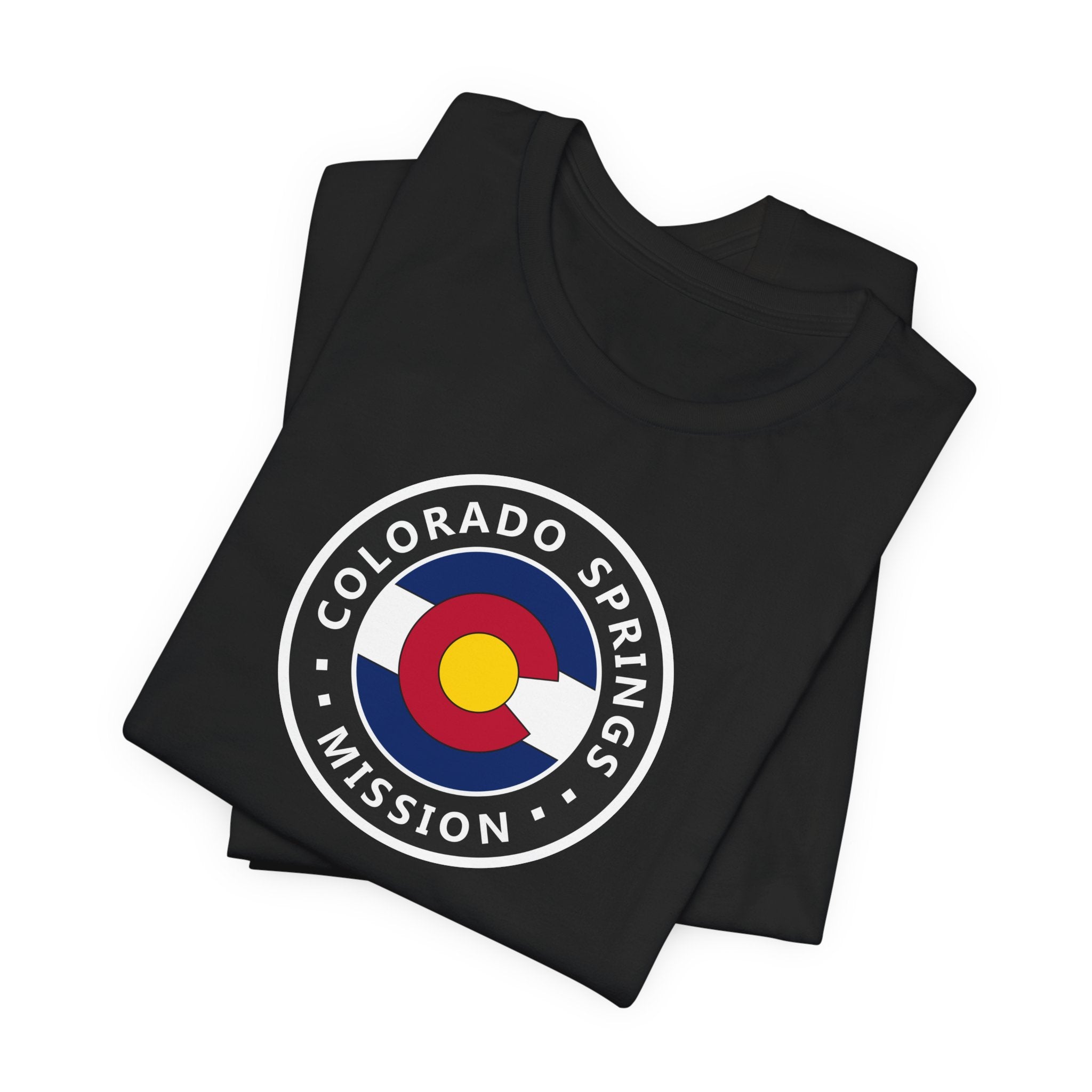 Colorado Colorado Springs Mission State Flag Logo (Black Border) T-shirt - Latter-Day Saint LDS Missionary Gift - Book of Mormon