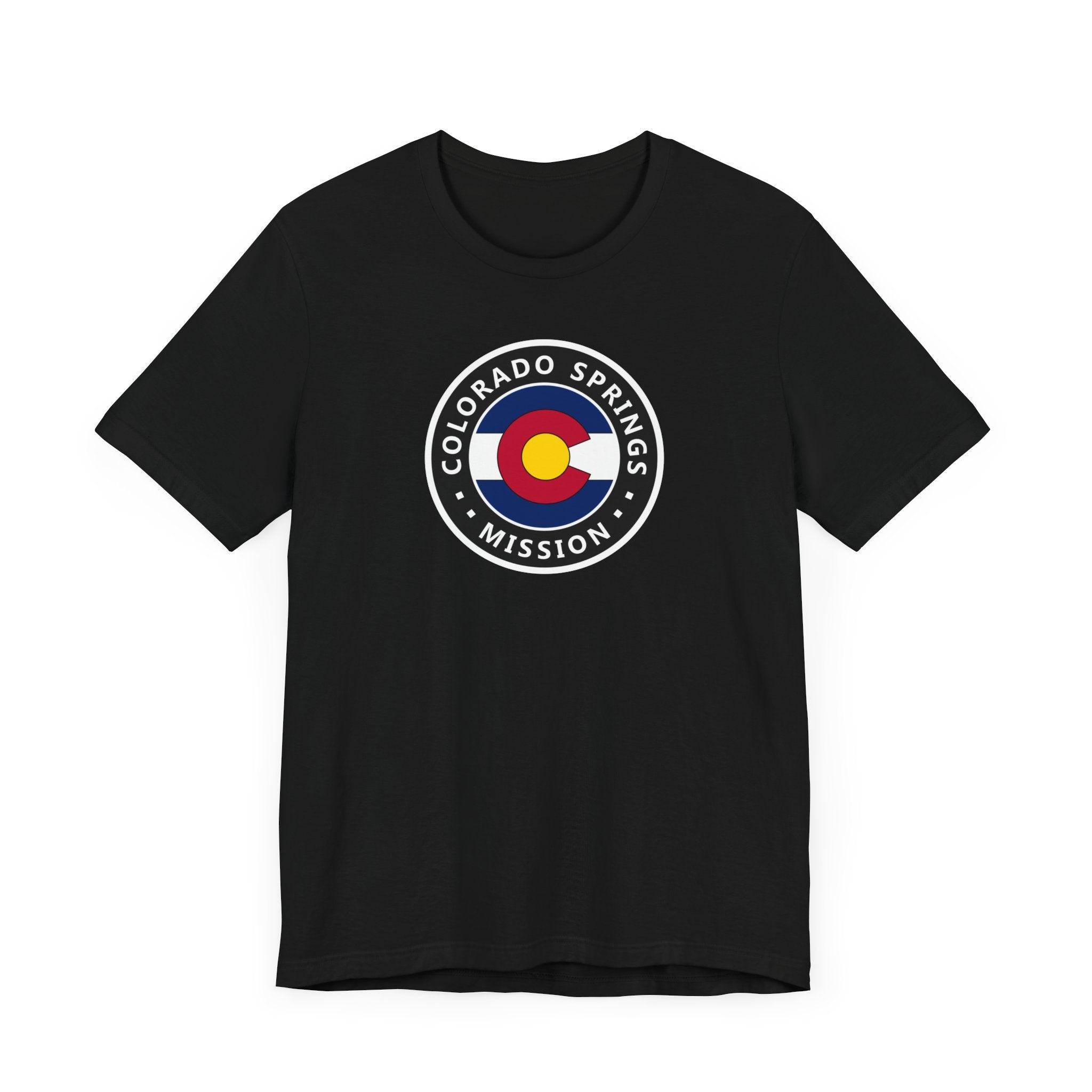 Colorado Colorado Springs Mission State Flag Logo (Black Border) T-shirt - Latter-Day Saint LDS Missionary Gift - Book of Mormon