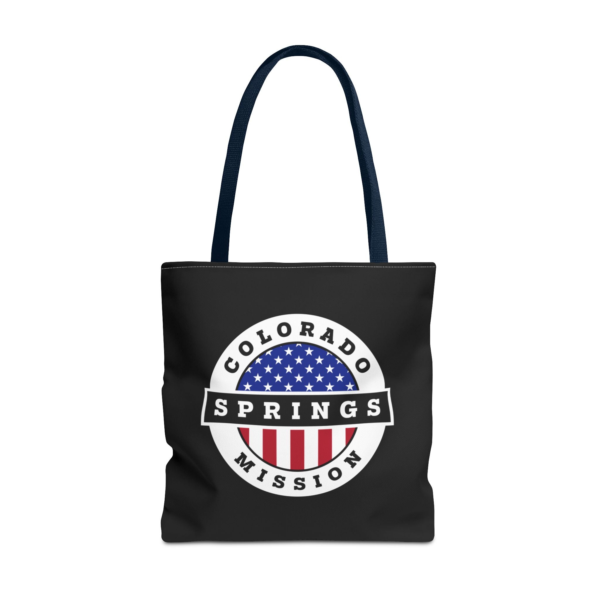 Colorado Colorado Springs Mission USA Flag Logo Tote Bag Black - Latter-Day Saint LDS Missionary Gift - Book of Mormon