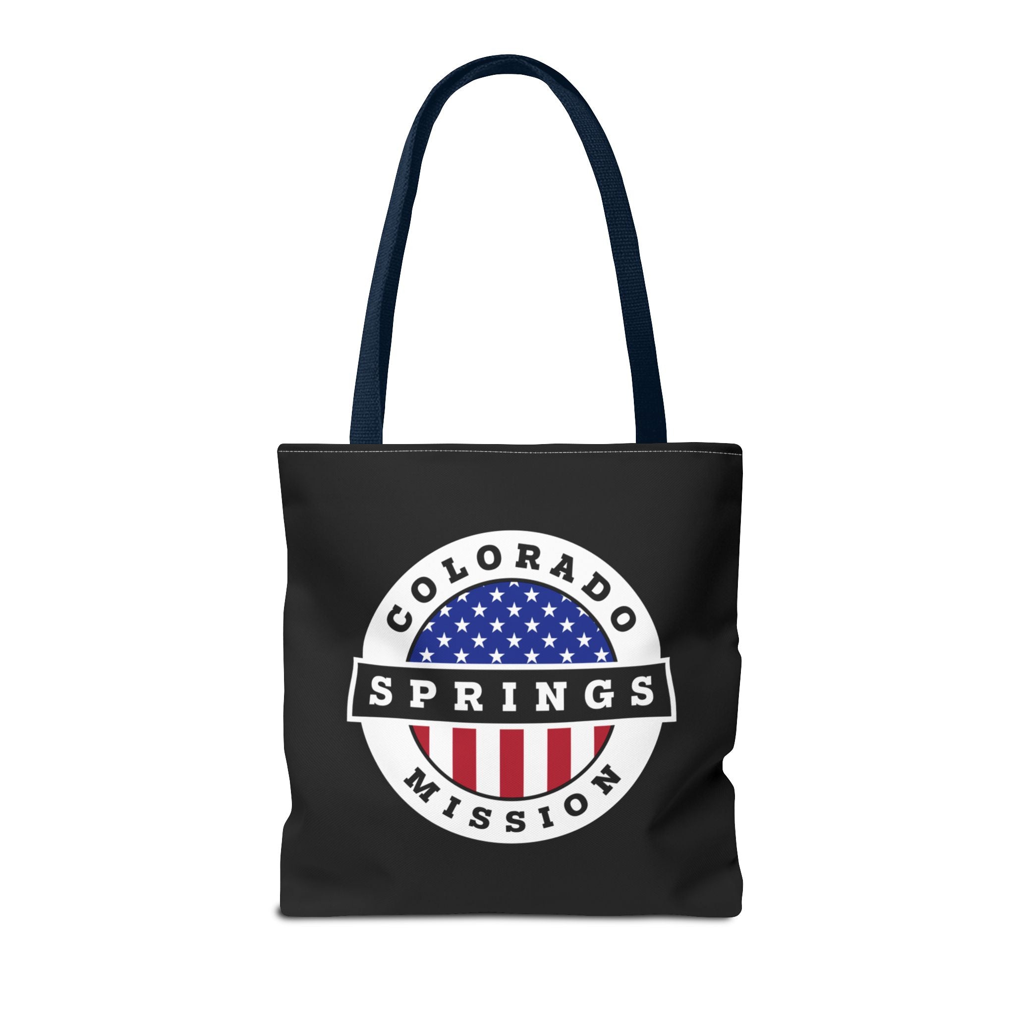 Colorado Colorado Springs Mission USA Flag Logo Tote Bag Black - Latter-Day Saint LDS Missionary Gift - Book of Mormon