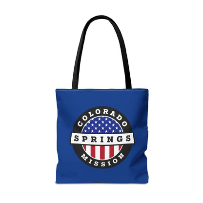 Colorado Colorado Springs Mission USA Flag Logo Tote Bag Blue - Latter-Day Saint LDS Missionary Gift - Book of Mormon