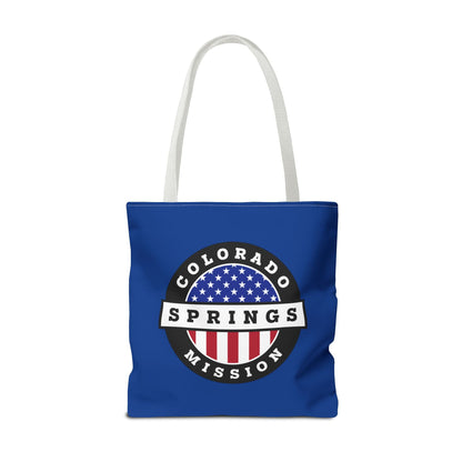 Colorado Colorado Springs Mission USA Flag Logo Tote Bag Blue - Latter-Day Saint LDS Missionary Gift - Book of Mormon