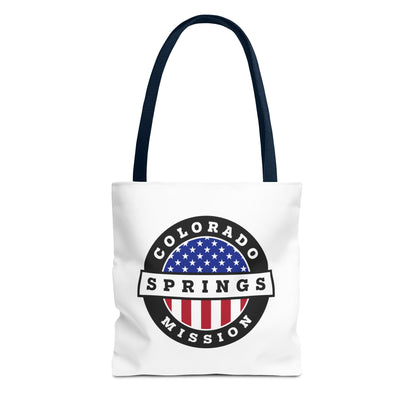 Colorado Colorado Springs Mission USA Flag Logo Tote Bag White - Latter-Day Saint LDS Missionary Gift - Book of Mormon