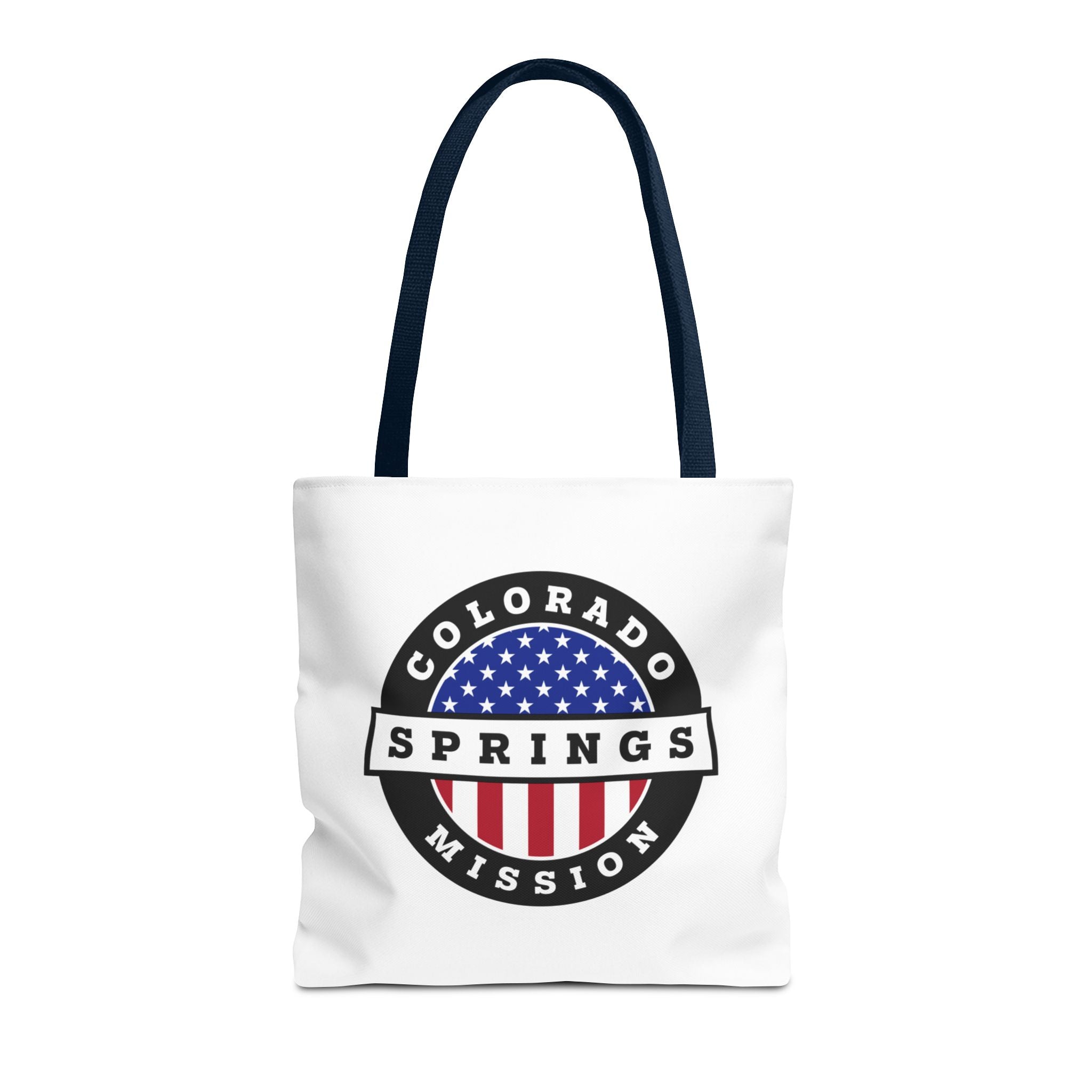 Colorado Colorado Springs Mission USA Flag Logo Tote Bag White - Latter-Day Saint LDS Missionary Gift - Book of Mormon