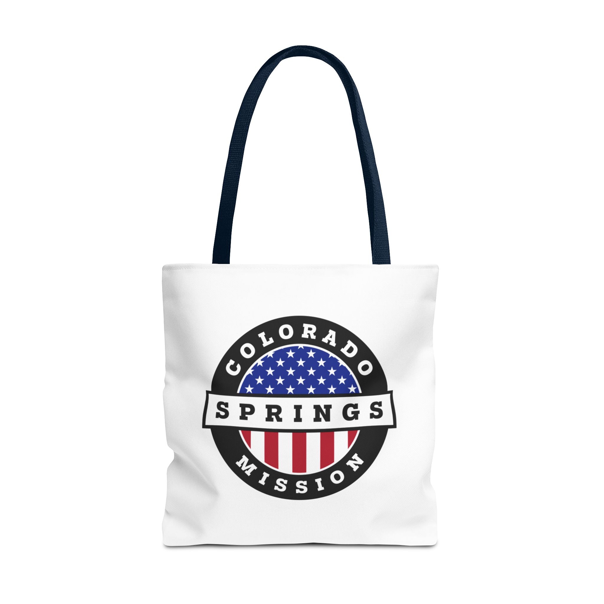 Colorado Colorado Springs Mission USA Flag Logo Tote Bag White - Latter-Day Saint LDS Missionary Gift - Book of Mormon