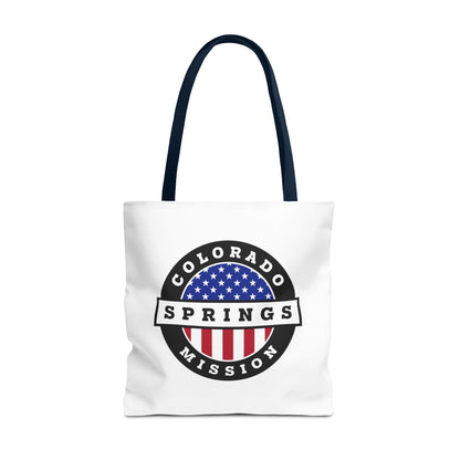 Colorado Colorado Springs Mission USA Flag Logo Tote Bag White - Latter-Day Saint LDS Missionary Gift - Book of Mormon