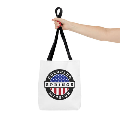 Colorado Colorado Springs Mission USA Flag Logo Tote Bag White - Latter-Day Saint LDS Missionary Gift - Book of Mormon