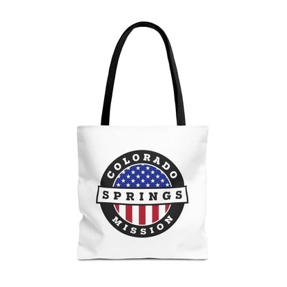 Colorado Colorado Springs Mission USA Flag Logo Tote Bag White - Latter-Day Saint LDS Missionary Gift - Book of Mormon