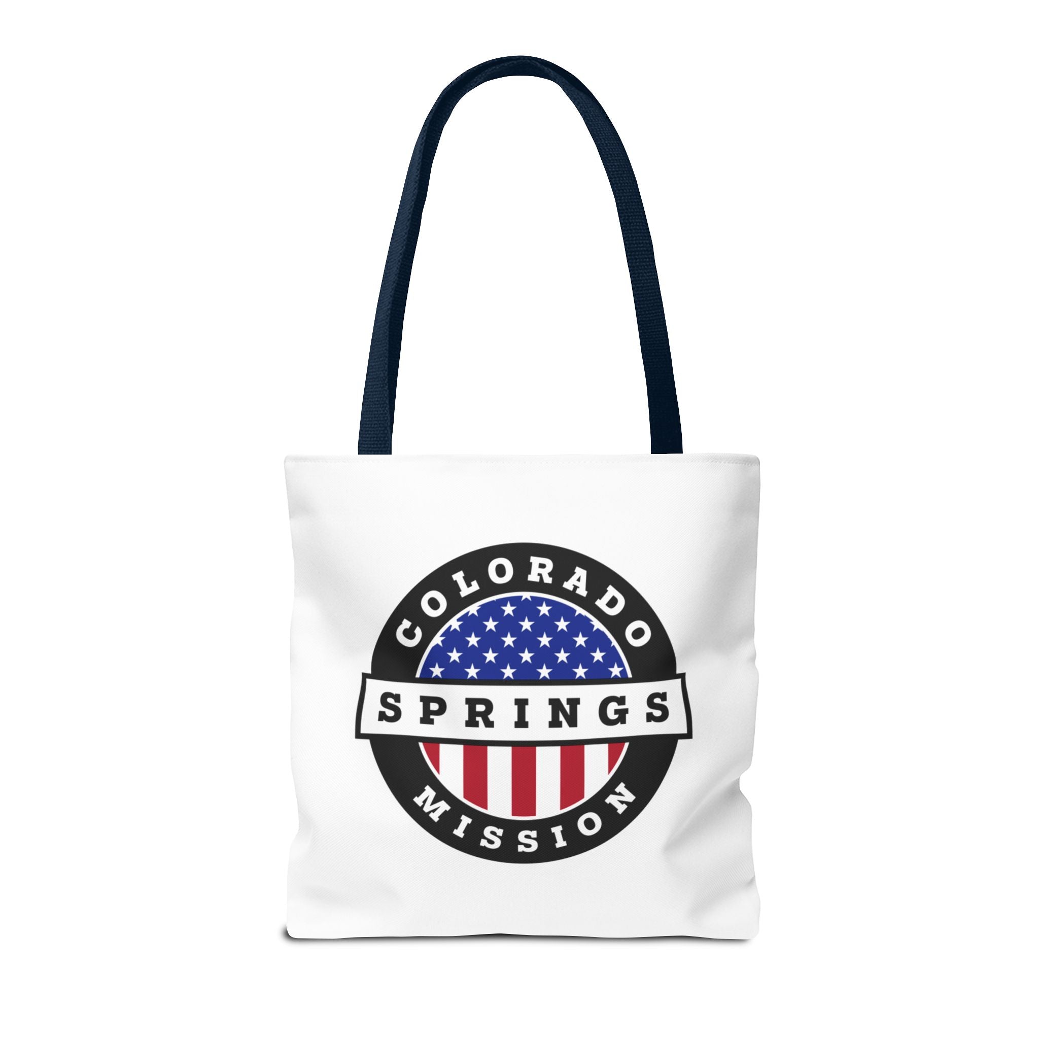 Colorado Colorado Springs Mission USA Flag Logo Tote Bag White - Latter-Day Saint LDS Missionary Gift - Book of Mormon
