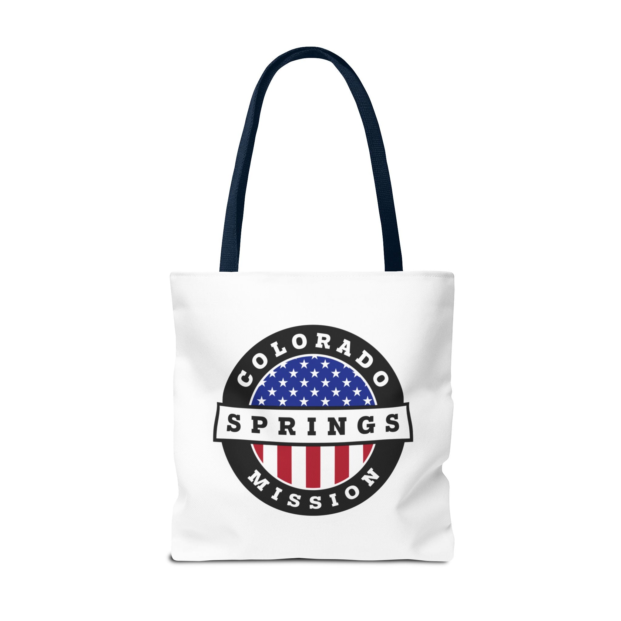 Colorado Colorado Springs Mission USA Flag Logo Tote Bag White - Latter-Day Saint LDS Missionary Gift - Book of Mormon