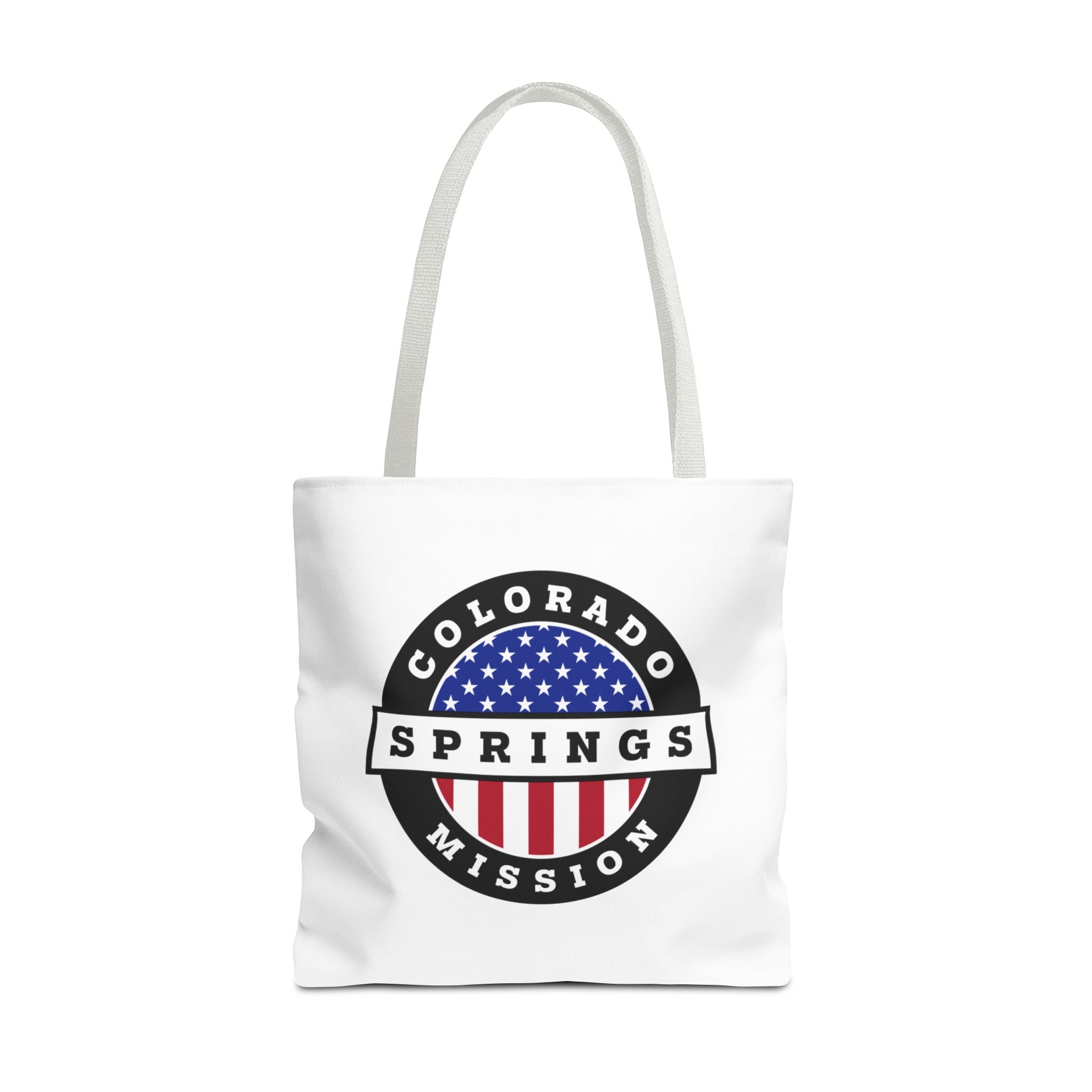 Colorado Colorado Springs Mission USA Flag Logo Tote Bag White - Latter-Day Saint LDS Missionary Gift - Book of Mormon