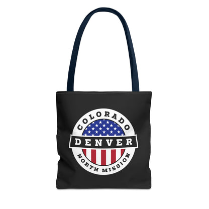 Colorado Denver North Mission USA Flag Logo Tote Bag Black - Latter-Day Saint LDS Missionary Gift - Book of Mormon