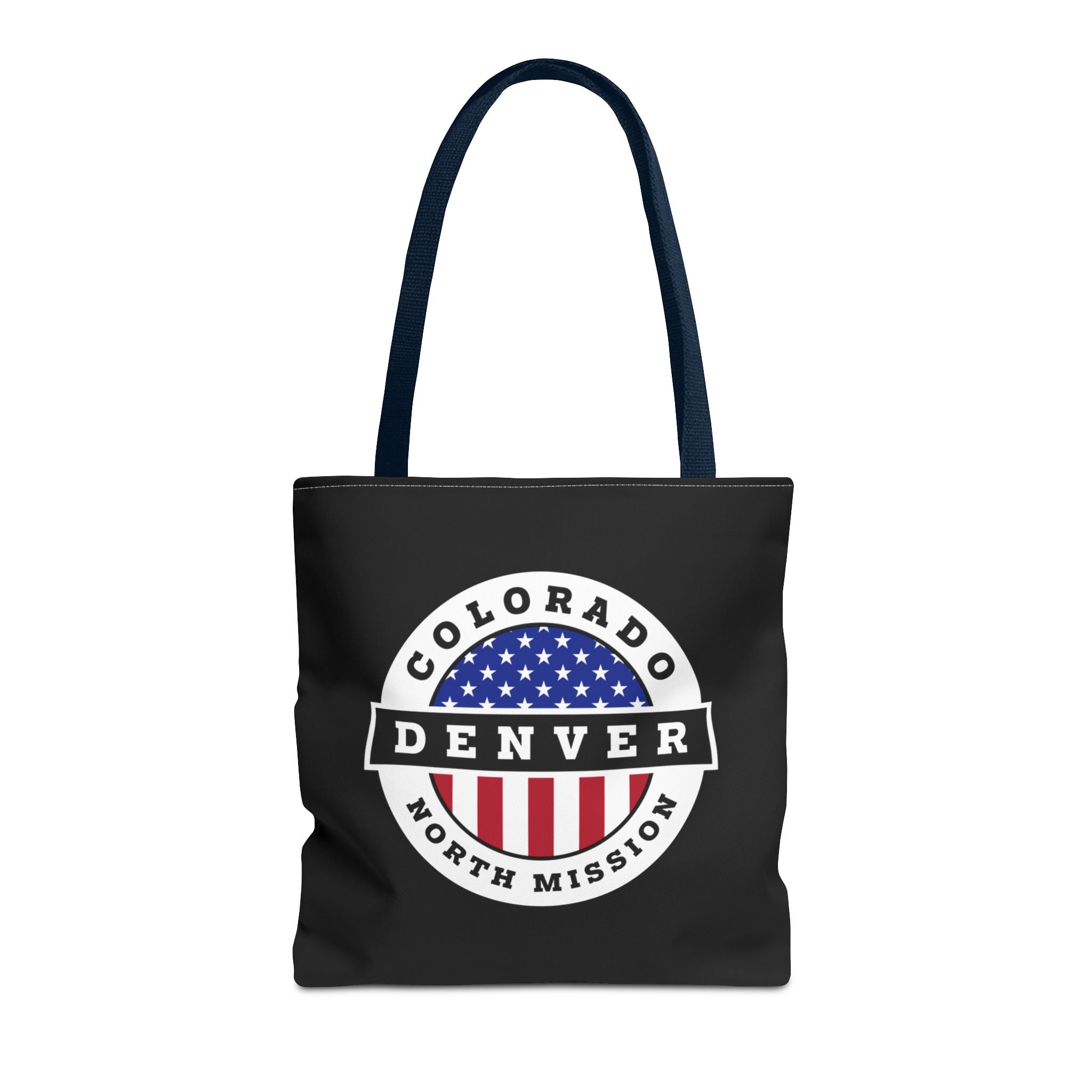 Colorado Denver North Mission USA Flag Logo Tote Bag Black - Latter-Day Saint LDS Missionary Gift - Book of Mormon