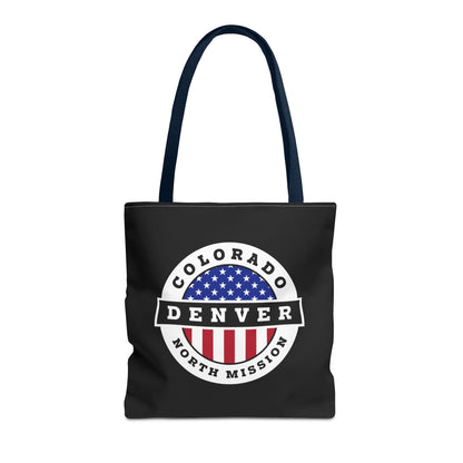 Colorado Denver North Mission USA Flag Logo Tote Bag Black - Latter-Day Saint LDS Missionary Gift - Book of Mormon