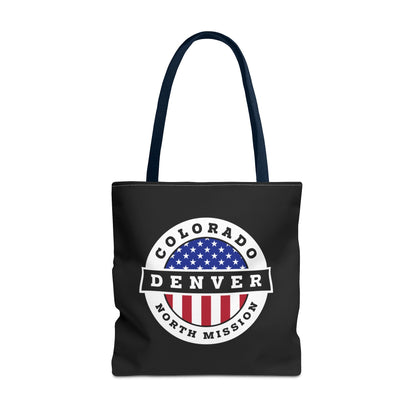 Colorado Denver North Mission USA Flag Logo Tote Bag Black - Latter-Day Saint LDS Missionary Gift - Book of Mormon