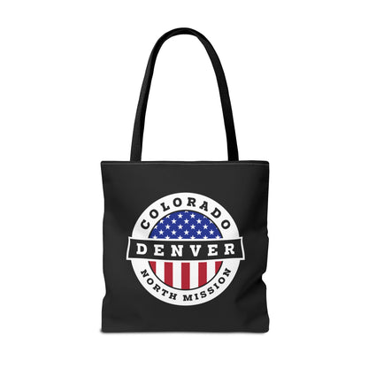 Colorado Denver North Mission USA Flag Logo Tote Bag Black - Latter-Day Saint LDS Missionary Gift - Book of Mormon