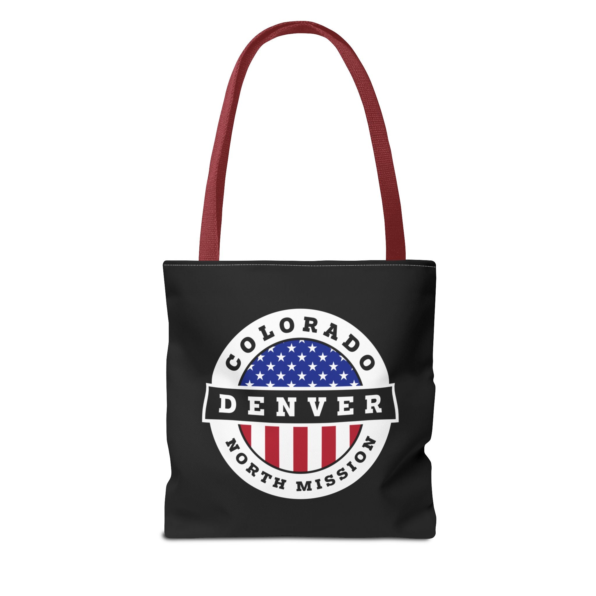 Colorado Denver North Mission USA Flag Logo Tote Bag Black - Latter-Day Saint LDS Missionary Gift - Book of Mormon