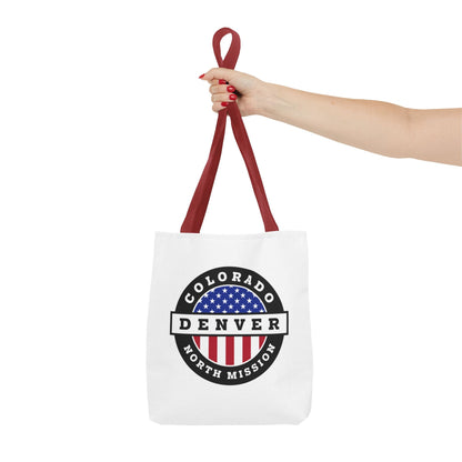 Colorado Denver North Mission USA Flag Logo Tote Bag White - Latter-Day Saint LDS Missionary Gift - Book of Mormon