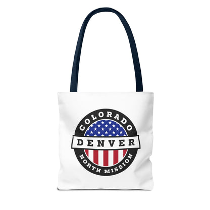 Colorado Denver North Mission USA Flag Logo Tote Bag White - Latter-Day Saint LDS Missionary Gift - Book of Mormon