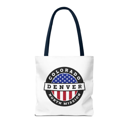 Colorado Denver North Mission USA Flag Logo Tote Bag White - Latter-Day Saint LDS Missionary Gift - Book of Mormon
