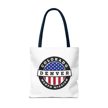 Colorado Denver North Mission USA Flag Logo Tote Bag White - Latter-Day Saint LDS Missionary Gift - Book of Mormon