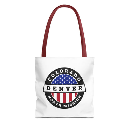 Colorado Denver North Mission USA Flag Logo Tote Bag White - Latter-Day Saint LDS Missionary Gift - Book of Mormon
