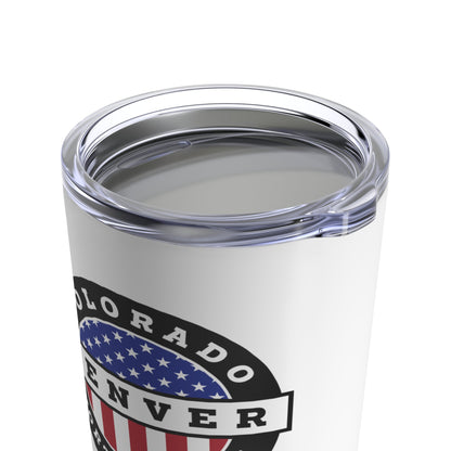 Colorado Denver North Mission USA Flag Logo Tumbler 20oz White - Latter-Day Saint LDS Missionary Gift - Book of Mormon