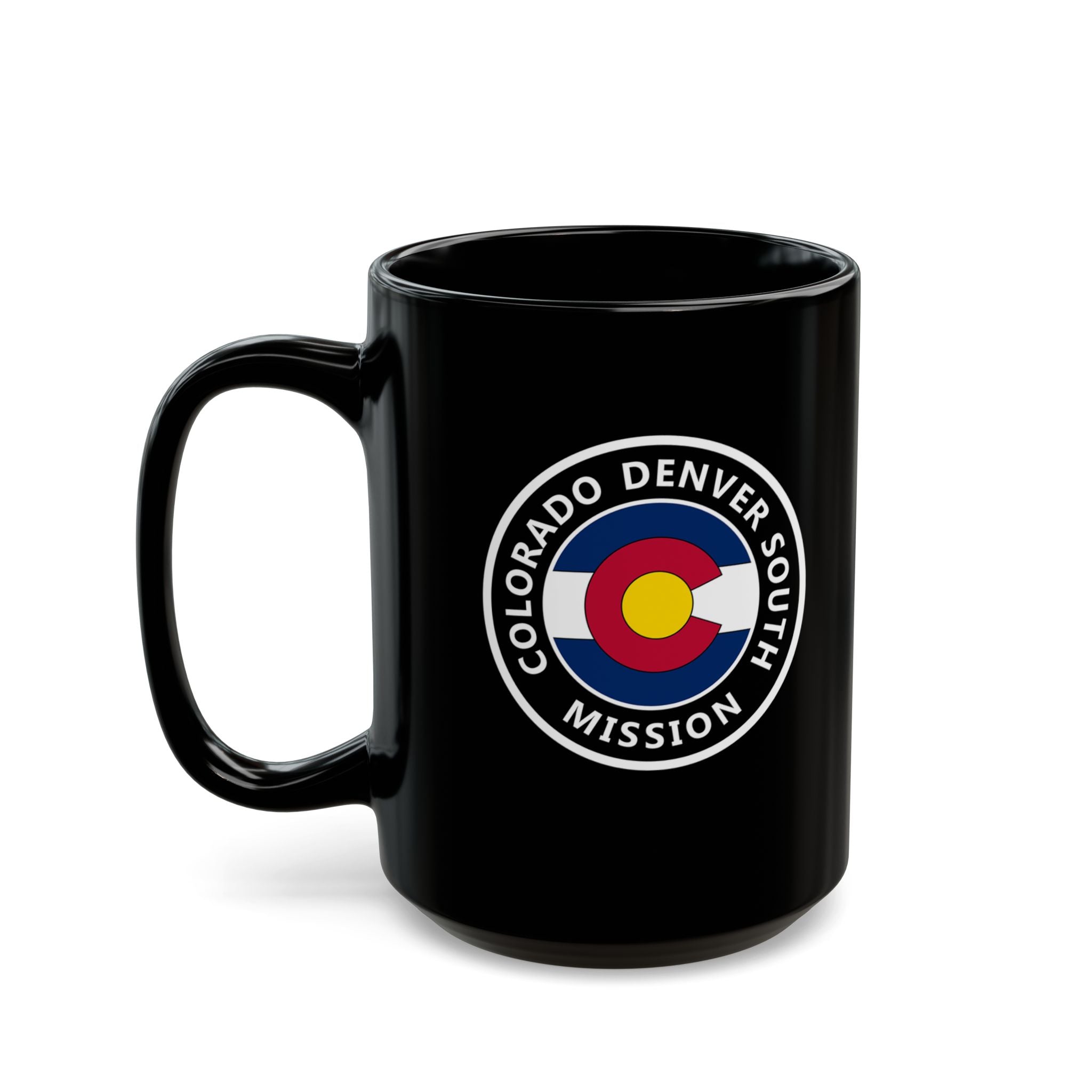Colorado Denver South Mission State Flag Logo Ceramic Mug Black Name - Latter-Day Saint LDS Missionary Gift - Book of Mormon
