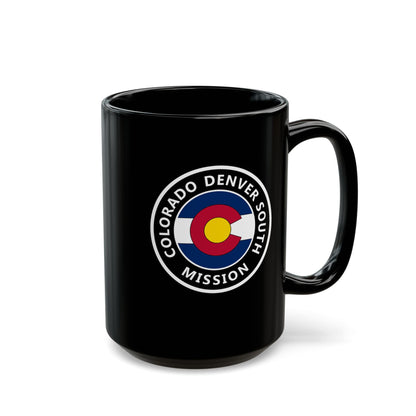 Colorado Denver South Mission State Flag Logo Ceramic Mug Black Name - Latter-Day Saint LDS Missionary Gift - Book of Mormon